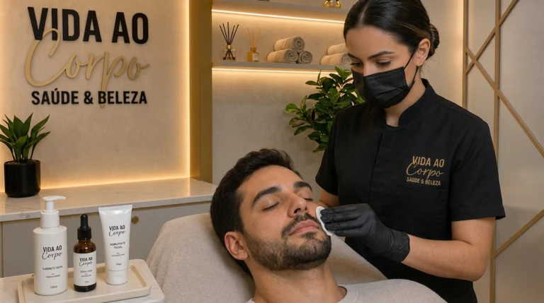Limpeza de pele masculina no Espaço Vida ao Corpo, Campo Belo